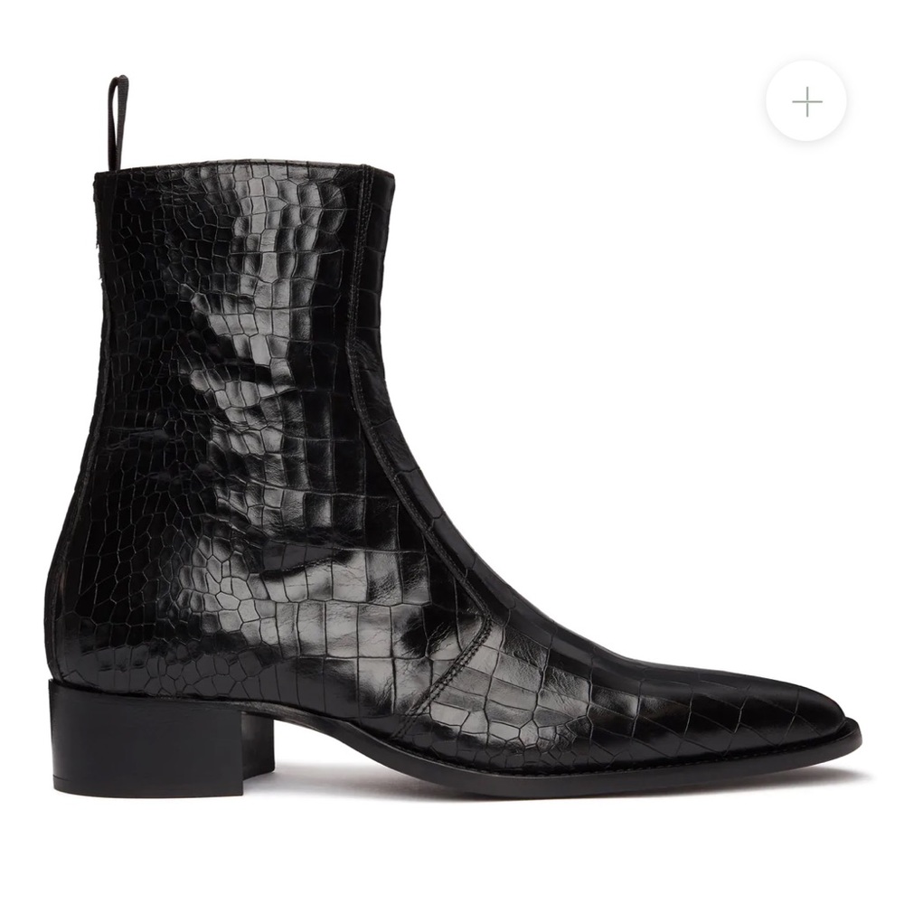 From The First LUCA 40MM SIDE ZIP BOOT - BLACK CROC-EFFECT LEATHER